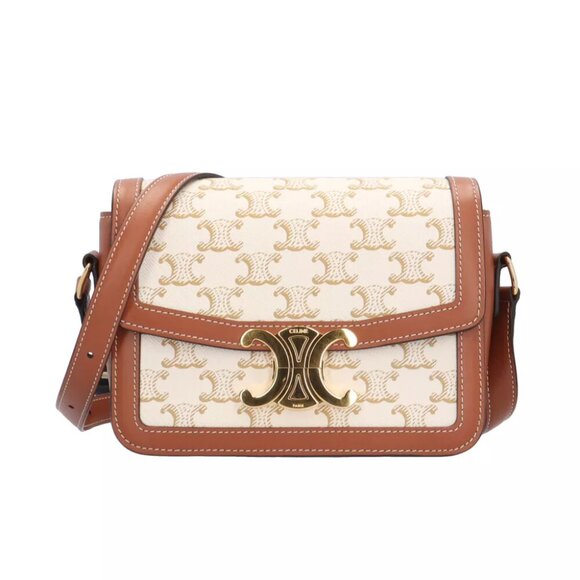 CELINE Shoulder Bag 188882BZ4.01BC Coated canvas leather Teen Triomphe used - Picture 1 of 7